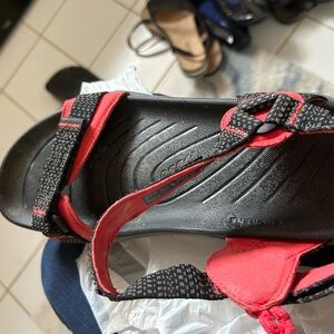 Ecco Black Sandal with Red Trim